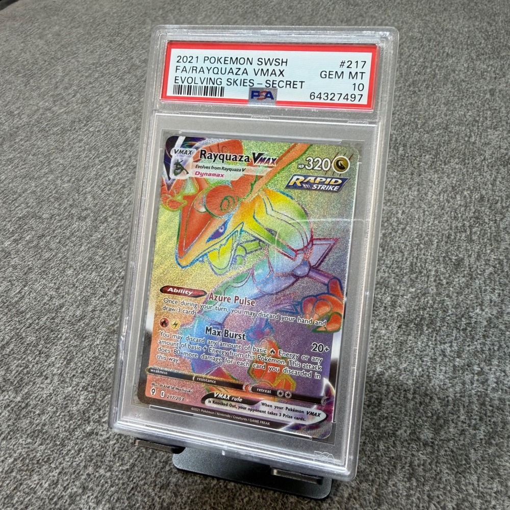 Pokemon Rayquaza VMAX 217/203 Evolving Skies Secret Rainbow Rare PSA 10 Gem Mint